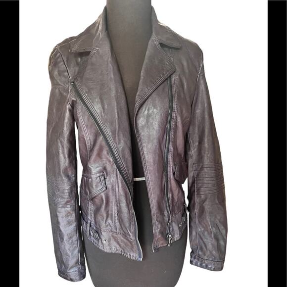 Kut From The Kloth Vegan Leather Purple Biker Moto Boho Jacket S Edgy Baddie - Picture 1 of 8